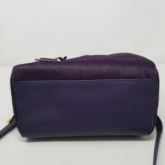 Bagley Mischka Purple Calf Hair Fur & Gold Handbag & Crossbody Bag - Picture 7 of 16